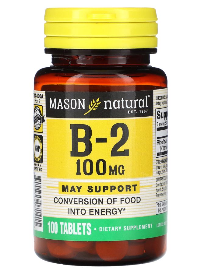 Mason Natural Vitamin B-2 100 mg  100 Tablets - Image 1