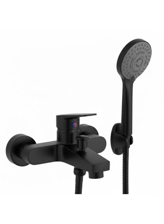 Black Shower head, Wall-Mounted Shower Mixer with Handheld Shower Set – Bath Shower Mixer with Handheld, Rust-Resistant and Easy to Install – Ideal for Homes and Hotels, 1-Set Bathroom Shower Head Set Shower Faucet Set (faucet+ water pipe+ shower head) - Image 1