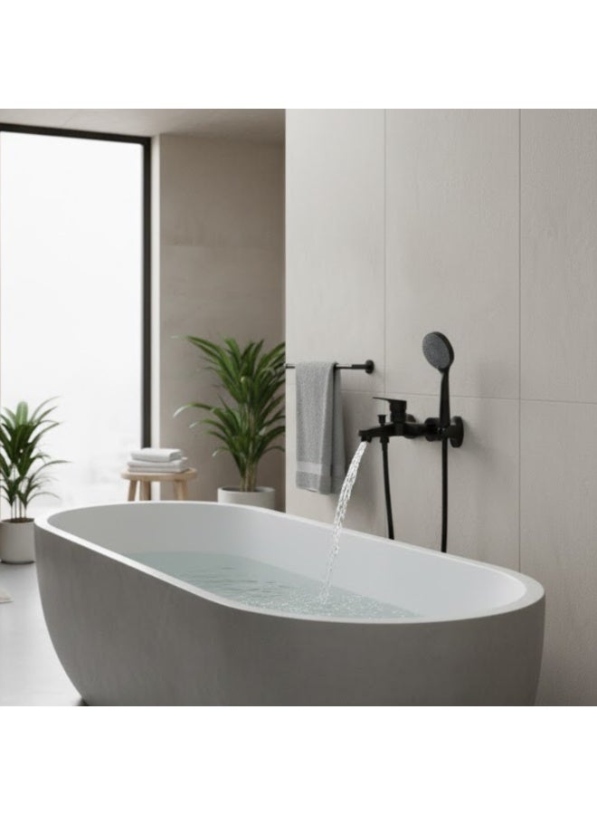 Black Shower head, Wall-Mounted Shower Mixer with Handheld Shower Set – Bath Shower Mixer with Handheld, Rust-Resistant and Easy to Install – Ideal for Homes and Hotels, 1-Set Bathroom Shower Head Set Shower Faucet Set (faucet+ water pipe+ shower head) - Image 3