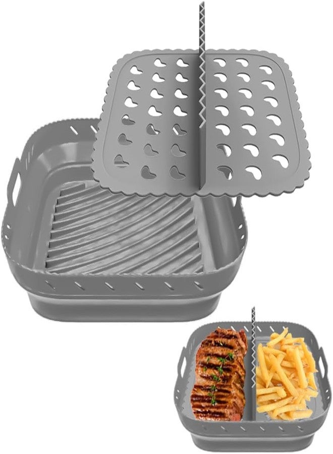 Chef's Path Silicone Air Fryer Liner: 8-inch Liners with Divider for Air Fryers - Reusable Inserts are Foldable, Making The Airfryer Basket Easy to Clean. Safe for Microwave Oven Use. - Image 1