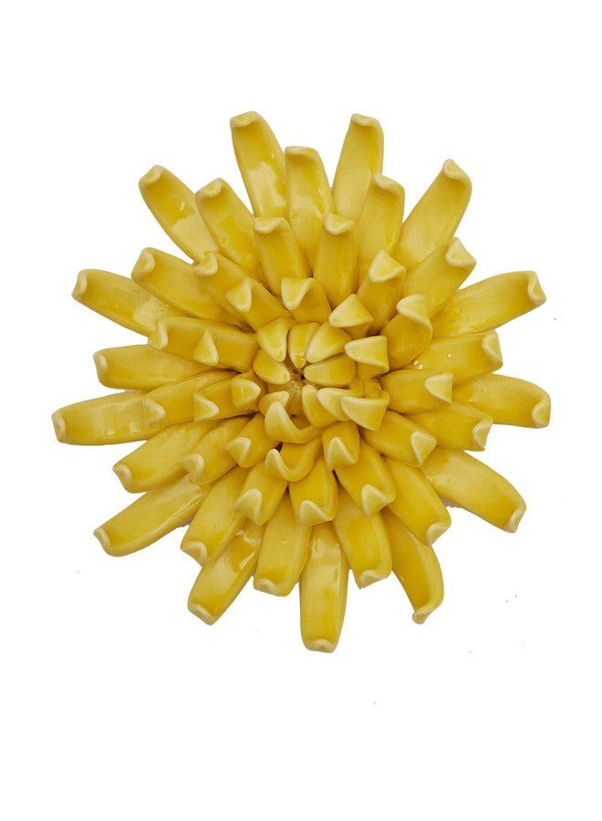SEINHIJO Ceramic Flower Wall Decor 3D Wall Art Sculpture Modern Art Gift for Bedroom Living Room Home Office Yellow 5.1 Inch - Image 1