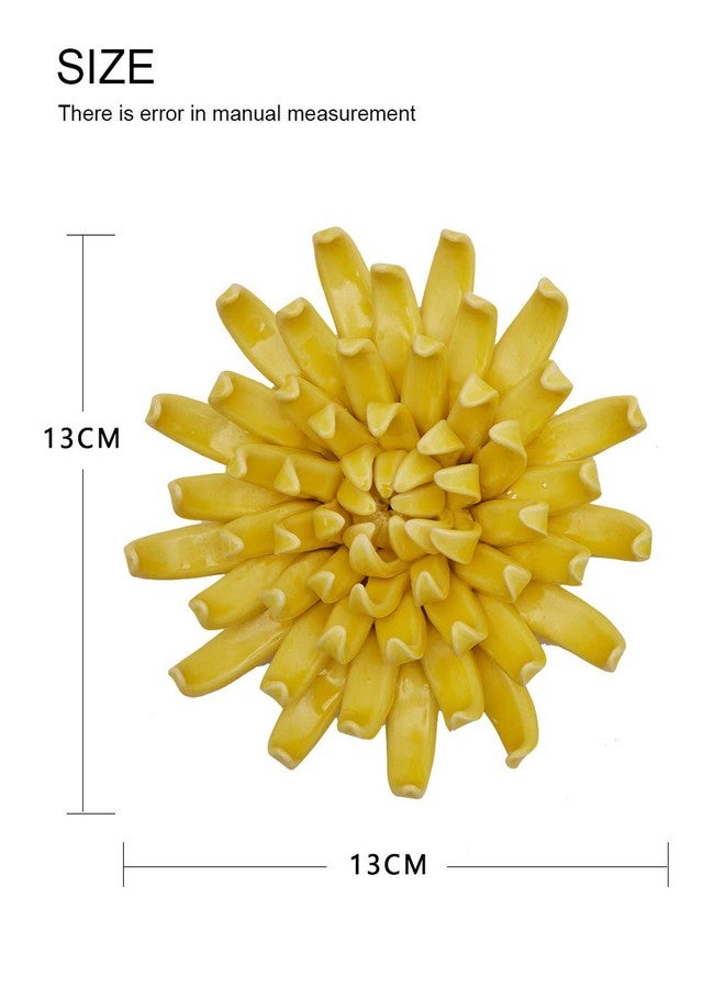SEINHIJO Ceramic Flower Wall Decor 3D Wall Art Sculpture Modern Art Gift for Bedroom Living Room Home Office Yellow 5.1 Inch - Image 4
