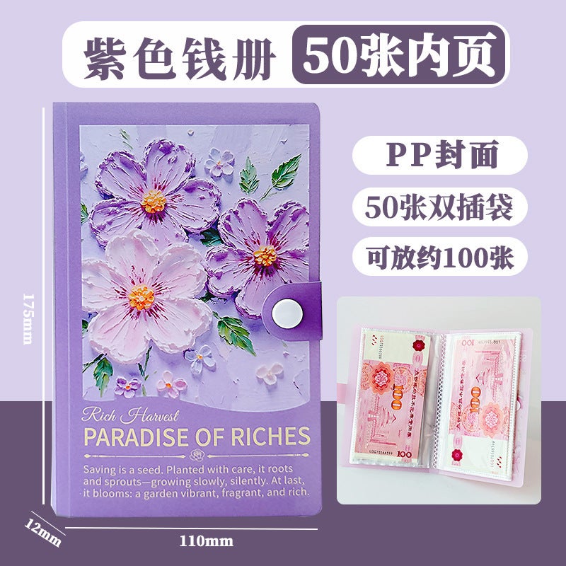 A6 Savings Book with Cash Storage, 3D Snap-On Plastic Cover, Banknote Storage Album, Commemorative Coin Collection, 3D Oil Painting Information  Book - Image 1