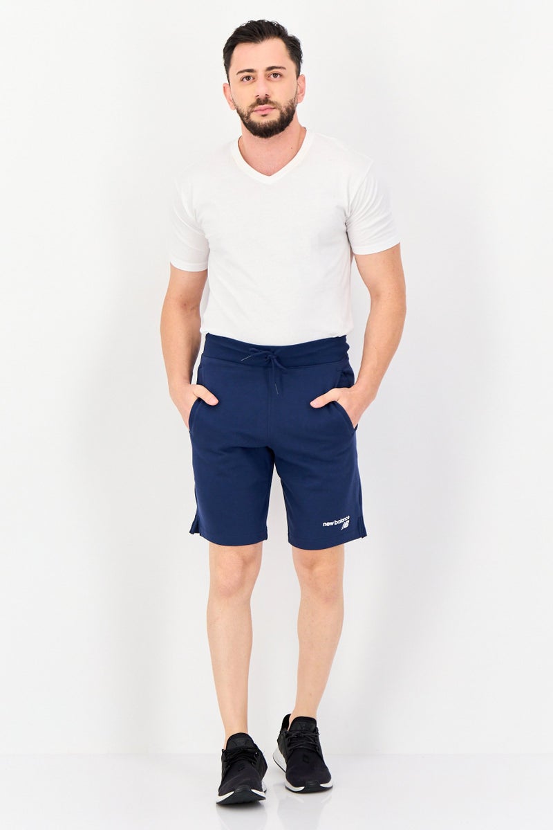 New Balance شورتات جري للرجال بتصميم رياضي مع شعار العلامة التجارية، أزرق داكن - Image 4
