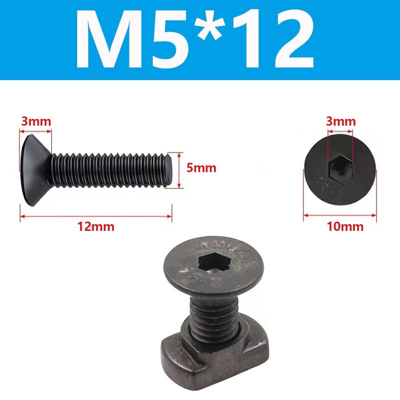 Jmtac 24 Sets Mlok T-Nuts & Screws Replacement Sets M5 Steel, for Mlok System Accessory Installation, with Allen Key (M5-Countersunk Head) - Image 2