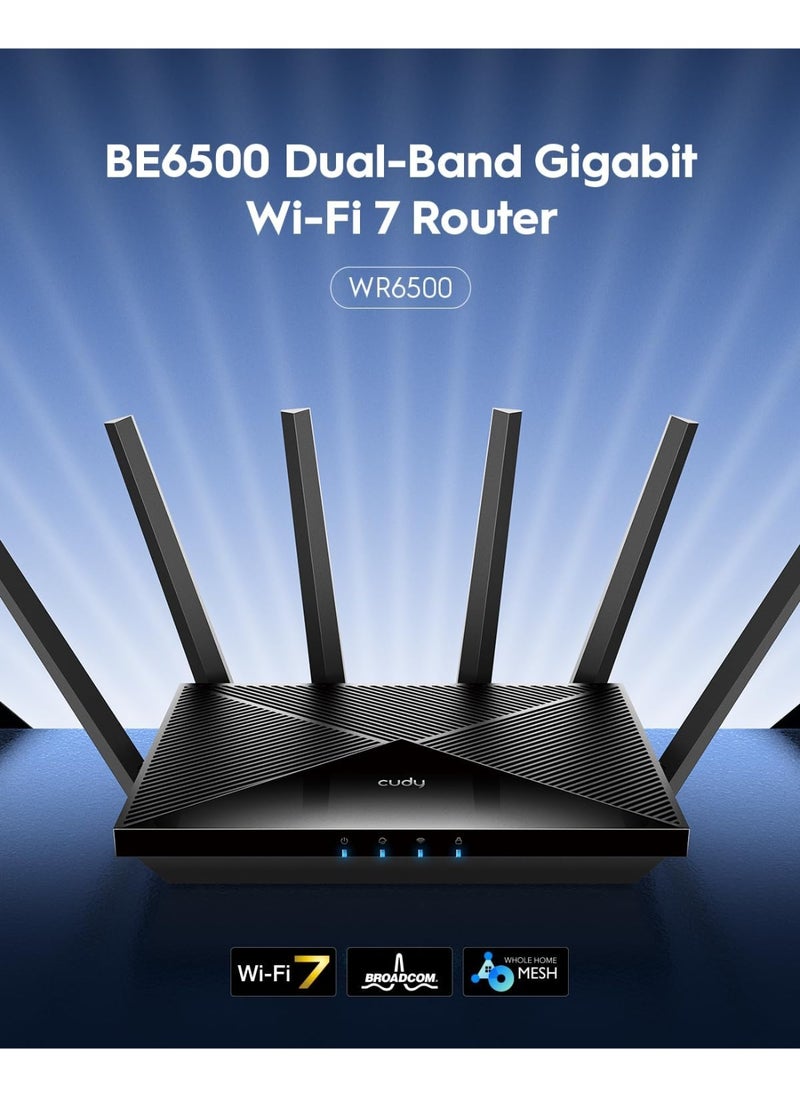 cudy BE6500 WiFi 7 Router Dual Band Gigabit Gaming Router, 6500Mbps, VPN Client and Server, Cudy APP Control, Broadcom 2 GHz Quad-Core CPU  - Image 4