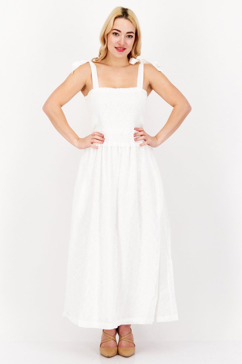 Lost + Wander Women Textured Casual Maxi Dress, White - Image 1