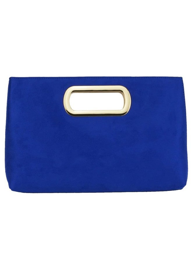 JNB Top Handle Faux Suede Clutch Royal Blue - Image 1