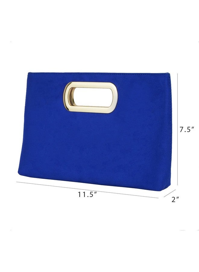 JNB Top Handle Faux Suede Clutch Royal Blue - Image 2