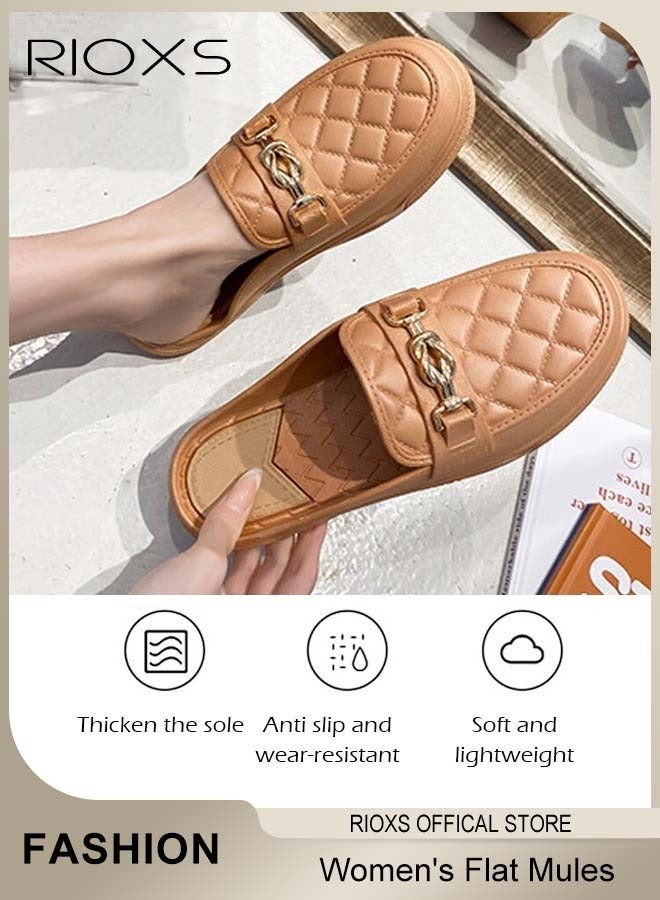 ريوكس شبشب نسائي مسطح مغلق من الأمام صنادل متماسكة موضة سهل الارتداء على البغال المفتوحة من الخلف أحذية بدون ظهر  - Image 5