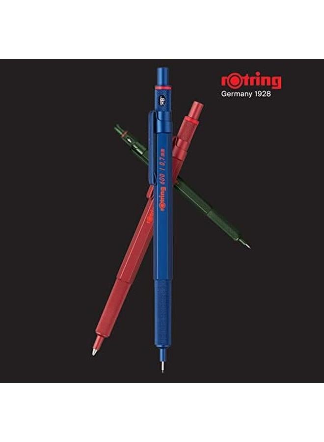 Rotring 600 Mechanical Pencil Hb 0.7 Mm Red All Metal Body Hexagonal Barrel - Image 2