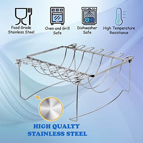 RTT 3-in-1 Rib Rack for Smoking & Chicken Leg Rack for Grill - Holds 6 Large Ribs, 12 Chicken Leg Wing, 1 Whole Chicken - Premium Foldable Space-Saving Chicken Drumstick Rib Racks for Grilling & Smoking - Image 5