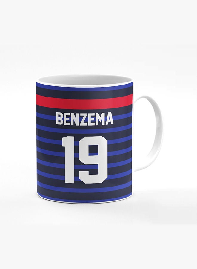 Stylizedd Designer Printed Coffee Mug with Heavy Duty Handle 11oz Ceramic Personalised Gift Mugs Cup [Microwave Safe & Dishwasher Proof] -Football Team - France Player Name - Benzema - Image 1