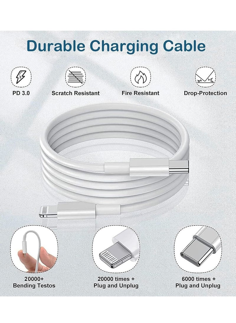 iPhone USB C Fast Charger【Apple MFi Certified】20W PD Type C Power Block Wall Charger Plug Adapter with 2M USB-C to Lightning Cable Compatible with iPhone 14/13/11/X/XS/iPad,AirPods Pro(
