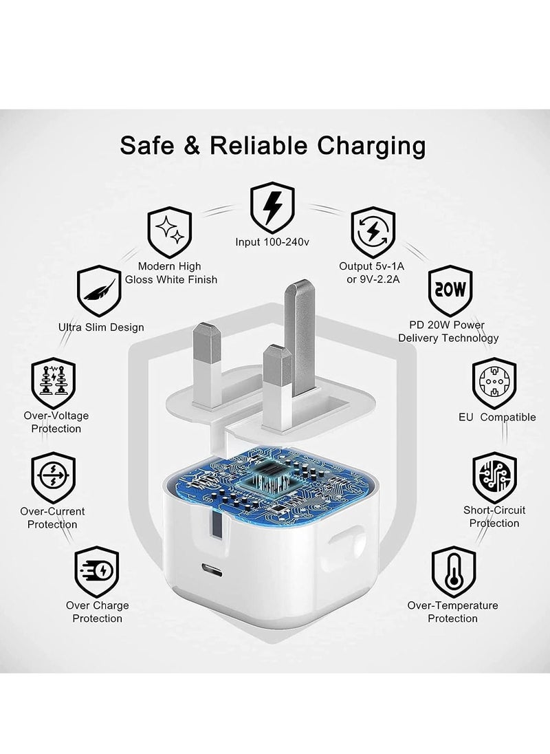 ELTRAZONE iPhone USB C Fast Charger【Apple MFi Certified】20W PD Type C Power Block Wall Charger Plug Adapter with 2M USB-C to Lightning Cable Compatible with iPhone 14/13/11/X/XS/iPad,AirPods Pro(  - Image 3