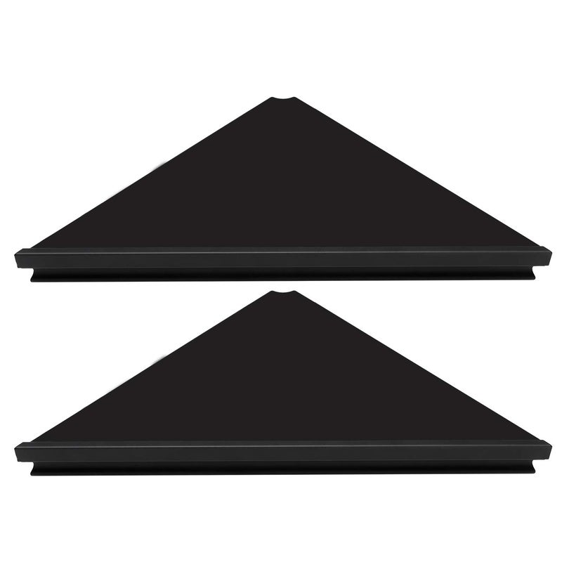 evron Wall Mount Corner ShelfEasy to Install Metal Front Floating Corner Shelves with SelfAdhesive TapesWood Imitation Corner Shelf with Wire Pass Hole PatternBlack 2 Pack