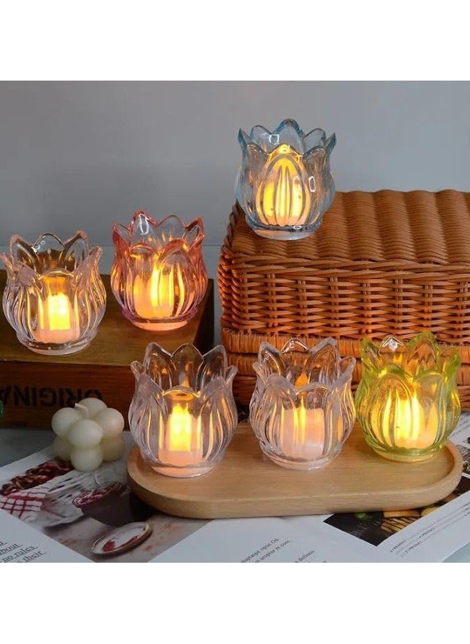 Generic LED Night Lights Electronic Candle Shape Honeycomb Crystal Table Lamp for Wedding Room Christmas Decoration Romantic Atmosphere Lighting - 1 Piece  - Image 1