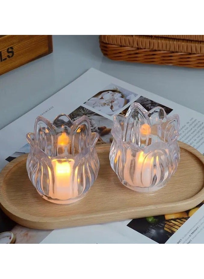 Generic LED Night Lights Electronic Candle Shape Honeycomb Crystal Table Lamp for Wedding Room Christmas Decoration Romantic Atmosphere Lighting - 1 Piece  - Image 2