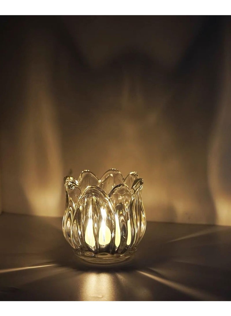 Generic LED Night Lights Electronic Candle Shape Honeycomb Crystal Table Lamp for Wedding Room Christmas Decoration Romantic Atmosphere Lighting - 1 Piece  - Image 3
