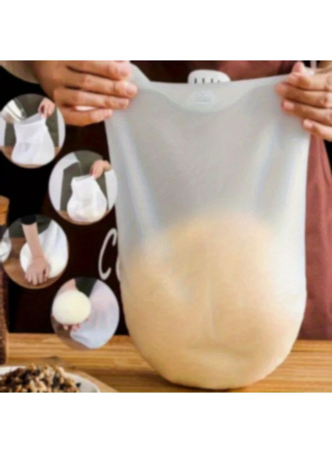 كيس عجن سيليكون أبيض مع رباط قابل للسحب لعجينة المعكرونة والخبز والبيتزا، كيس تخزين محكم للهواء من الدرجة الغذائية، أداة خبز مطبخ قابلة لإعادة الاستخدام - Image 2