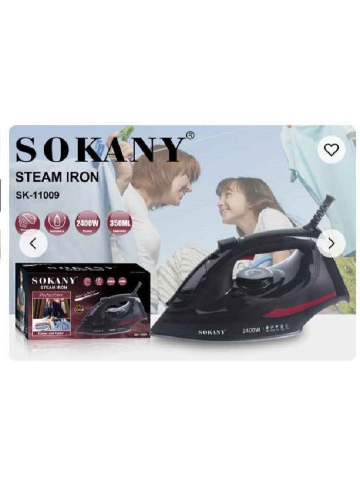 sokany Ceramic  Steam Iron (Dry /Steam/Spray)350ML/2400 W/Black/SK-11009 - Image 4