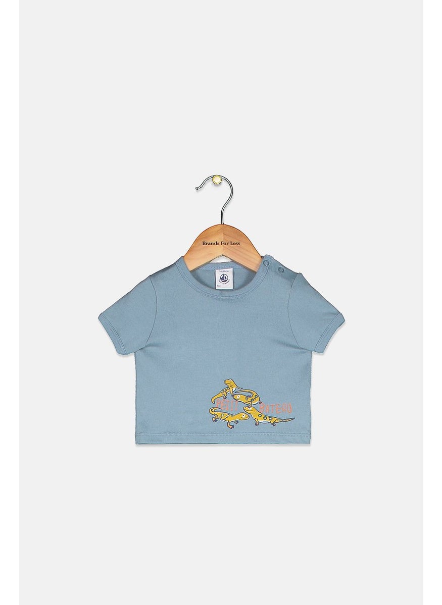 Petit Bateau Toddlers Boy Graphic Print T-shirt, Slate Blue  - Image 1