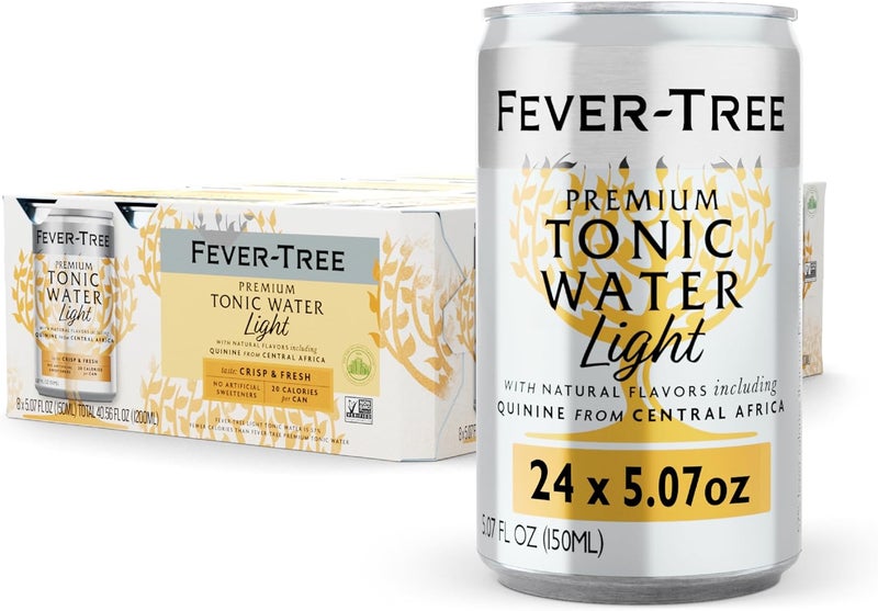 FEVER TREE Fever-Tree Refreshingly Light Tonic Water - Premium Quality Mixer in 5.07 Fl Oz Cans, Pack of 24 - Image 1