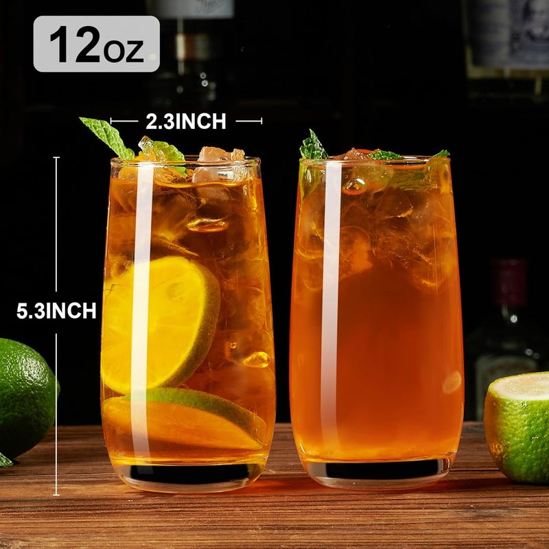 PARACITY Highball Glasses Set of 2, Drinking Glasses 12 Oz, Clear Glass Cups, Tall Tumbler Water Glasses, Glassware Set for Cocktail, Coffee, Mojitos - Image 2