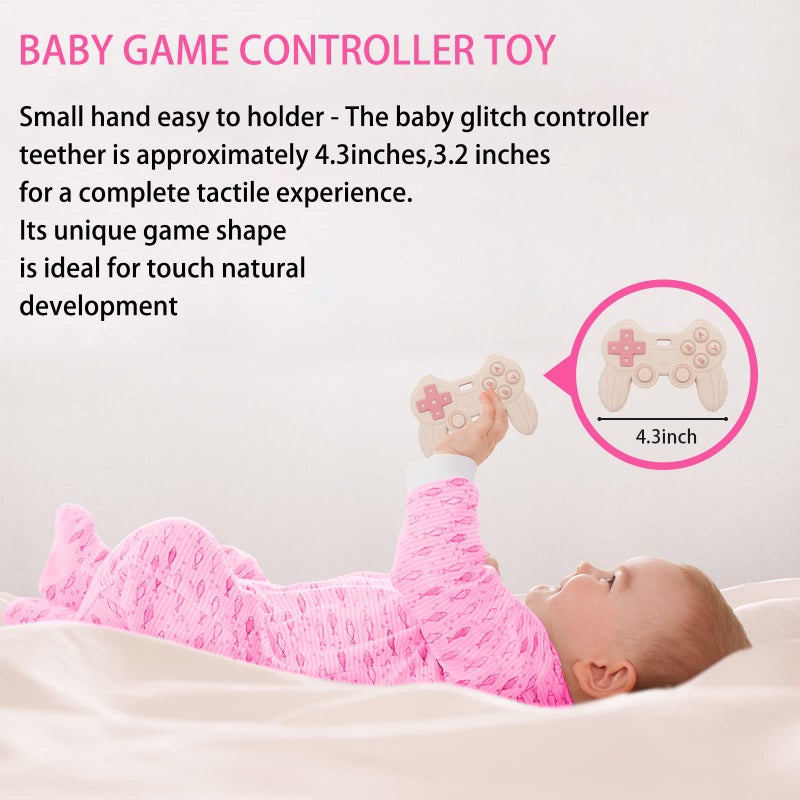 BIGSPINACH Cool Remote Game Control Teething Toy for Babies 0-6 6-12 Months,Game Controller Teether for Gamer Parents,Baby's First Valentines Day Gifts,Silicone Remote Chew Toysï¼ˆPink - Image 3