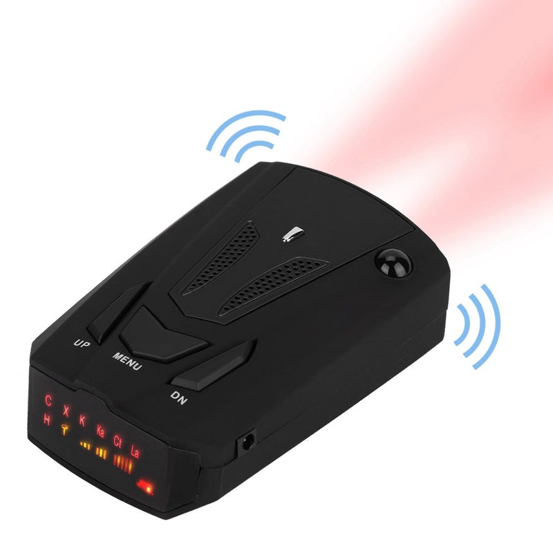 مكشاف رادار ليزر لتنبيه صوتي لأمان سرعة السيارة GPS V7 360 درجة بـ 16 نطاق تردد (أسود) - Image 2