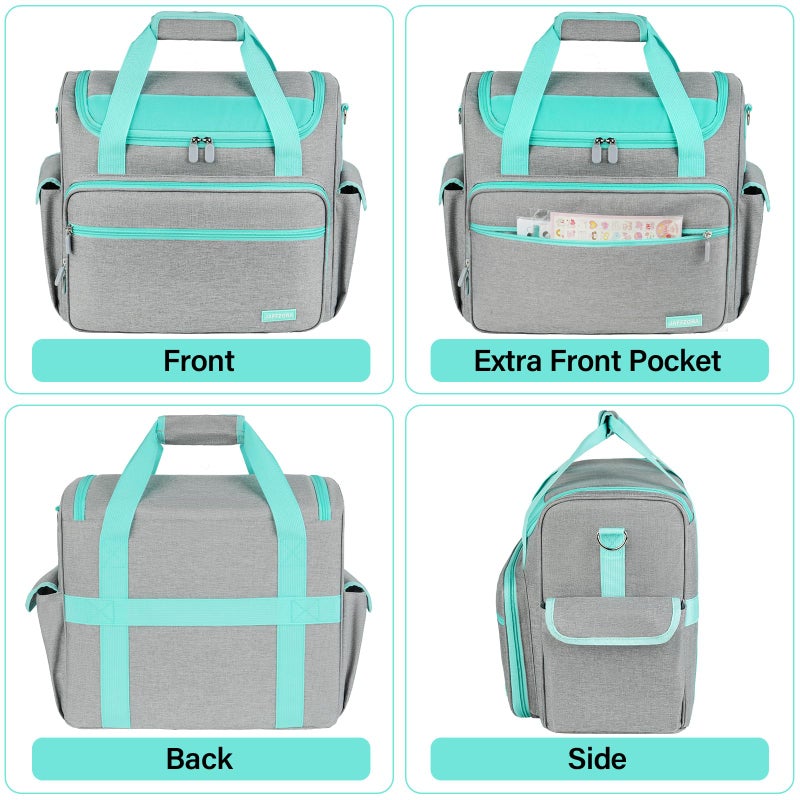 Jaffzora Craft Bag for Scrapbook Supplies, Large Scrapbook Tote with 15.6'' Laptop Sleeve, Art Supply Storage Bag with Multiple Pockets for Scrapbooking Tools, Gray - Image 5