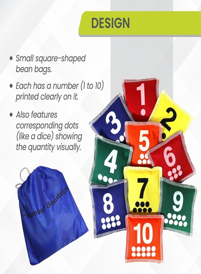 GISCO مجموعة أكياس الفول التعليمية من جيسكو للأرقام والنقاط من 1 إلى 10 | يتعلم الأطفال الأرقام، لعبة تعليمية للأطفال الصغار، من أساسيات رياض الأطفال | عبوة من 10 قطع، متعددة الألوان، للأعمار من 3 سنوات فما فوق - Image 4