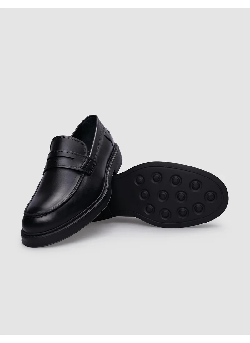 Cabani 100% Genuine Leather Black Men's Casual Shoes