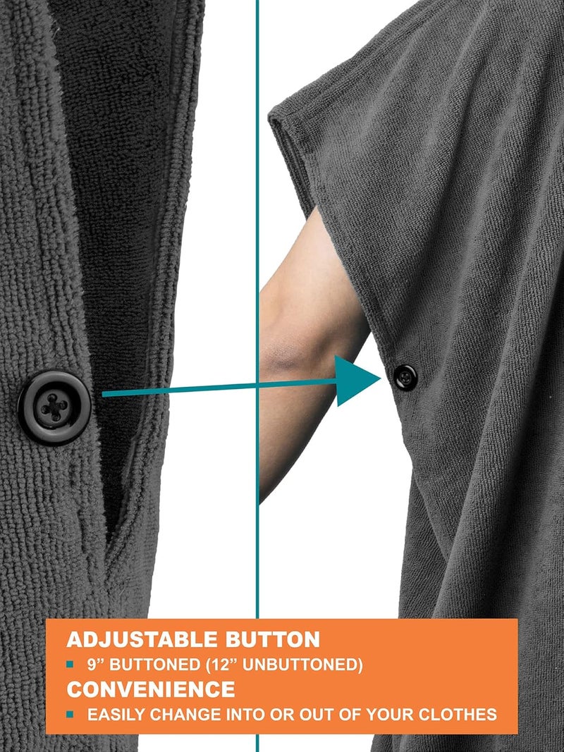 Suncube SUN CUBE Surf Poncho Changing Robe with Hood | Absorbent Quick Dry Microfiber Wetsuit Changing Towel with Pocket for Surfing Men Women, Grey, One size - Image 5