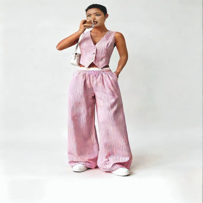 Fashion Striped Vest and Pants Set Women's Office Wear Two-Piece Outfit - Image 4