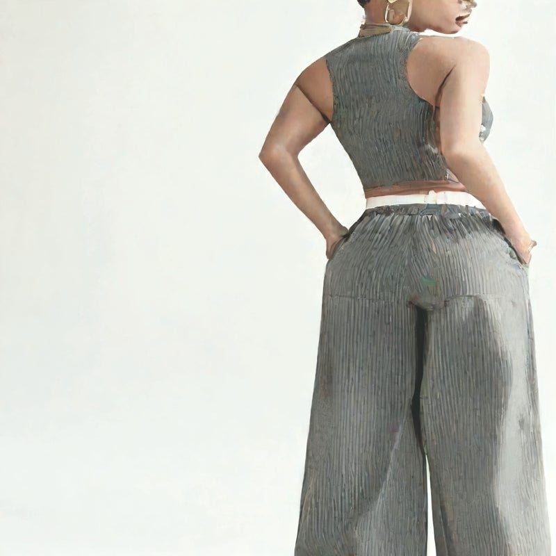 Fashion Striped Vest and Pants Set Women's Office Wear Two-Piece Outfit - Image 2