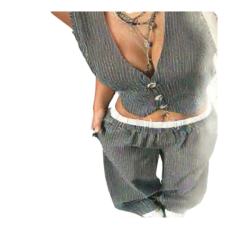 Fashion Striped Vest and Pants Set Women's Office Wear Two-Piece Outfit - Image 1