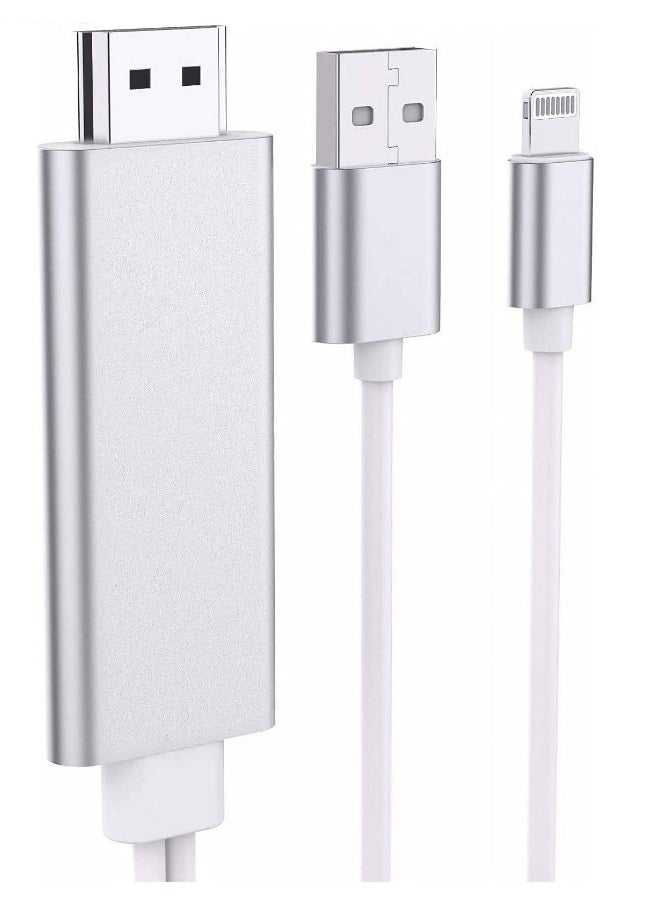 ماركة غير محددة كابل Apple Lightning إلى HDMI لجهاز iPhone إلى التلفاز، متوافق لجهاز iPhone وiPad إلى كابل HDMI، طول 5.8 قدم، محول AV رقمي بدقة 1080 بكسل لتلفاز iPhone/iPad وجهاز العرض والشاشة.  - Image 1