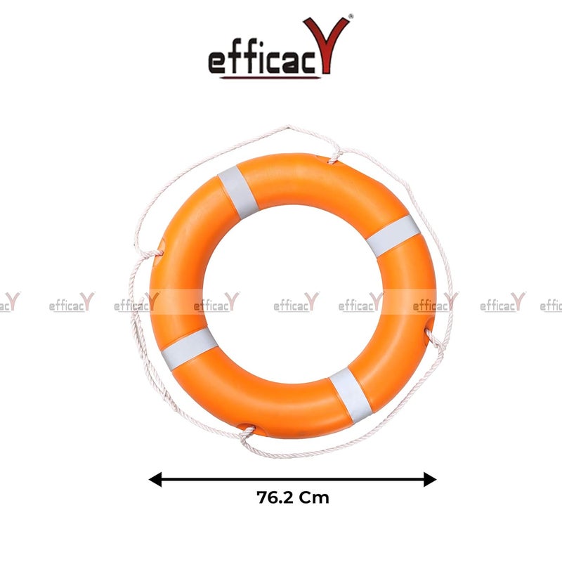 Efficacy Life Buoy Tube Life Buoy Ring Round Swimming Tube Rubber Floating Ring Bracelet Buckle Buoy for Water Rescue Life Saving Rope Orange 30Inch 1PC - Image 2