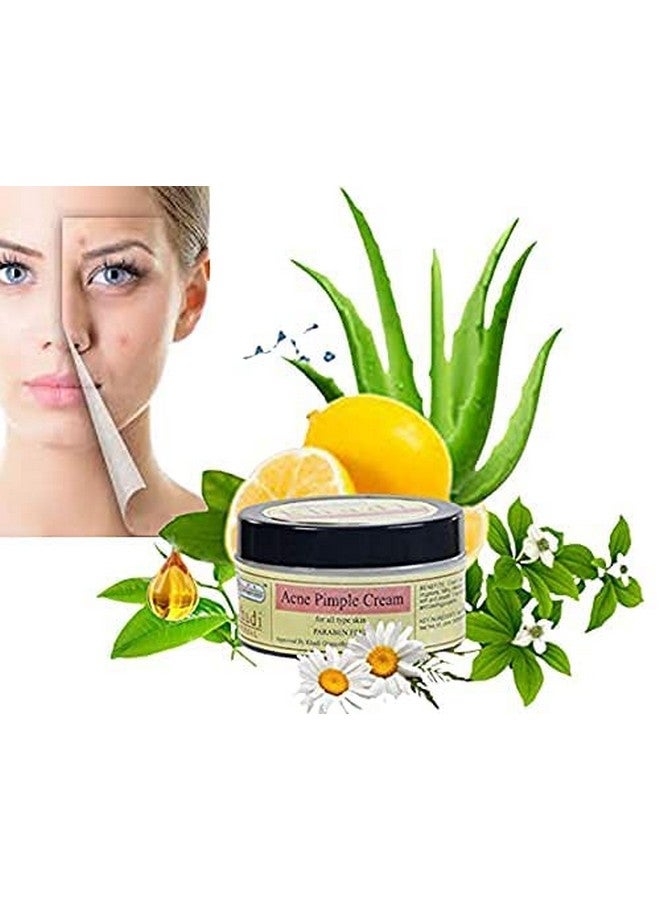 Khadi Rishikesh Ayurvedic Anti Acne Pimple Removal Face Cream For Reduce Acne Scars & Marks Cream -Controls Acne, Pimples -Reducing Acne Spots-Clear & Glowing Skin-à¤ªà¤¿à¤®à¥à¤ªà¤² à¤à¥à¤°à¥à¤® UNISEX -Paraben Free,Pack Of 2-50gmx2=100 GM,With RUMAAL FREE - Image 1