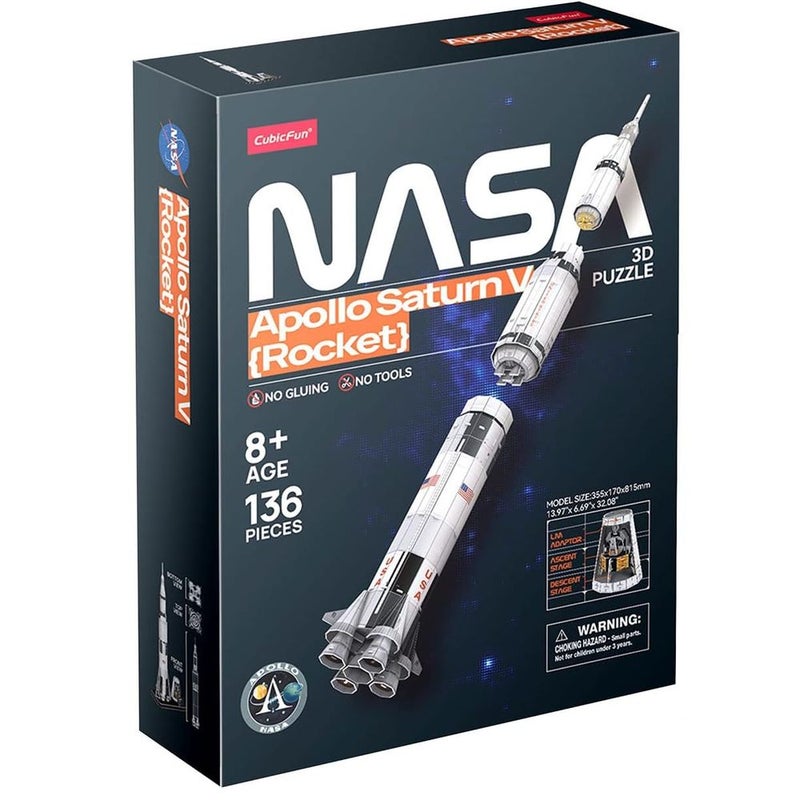 كيوبيك فن بازيل صاروخ ناسا أبولو ساتورن ثلاثي الأبعاد 136 قطعة - DS1059h - Image 1