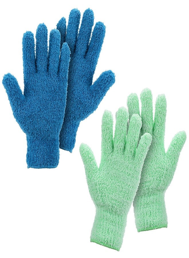 Grevosea 2 Pairs Microfiber Gloves - Household Cleaning, Plant Dusting, Washable Reusable Mittens for Plants, Cars, Blinds, Furniture and Small Objects (Sky Blue, Blue) - Image 1