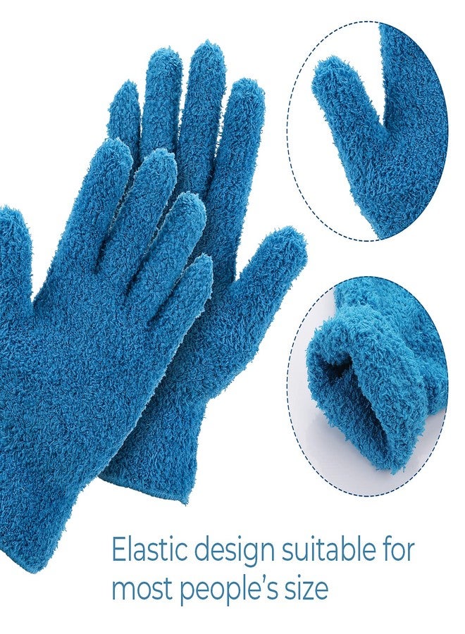 Grevosea 2 Pairs Microfiber Gloves - Household Cleaning, Plant Dusting, Washable Reusable Mittens for Plants, Cars, Blinds, Furniture and Small Objects (Sky Blue, Blue) - Image 3