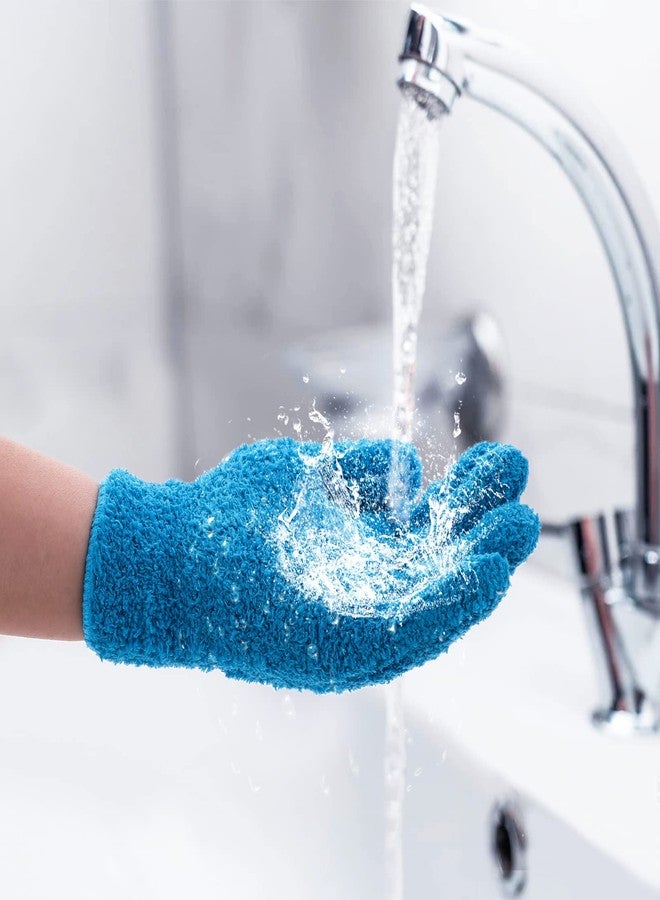 Grevosea 2 Pairs Microfiber Gloves - Household Cleaning, Plant Dusting, Washable Reusable Mittens for Plants, Cars, Blinds, Furniture and Small Objects (Sky Blue, Blue) - Image 5