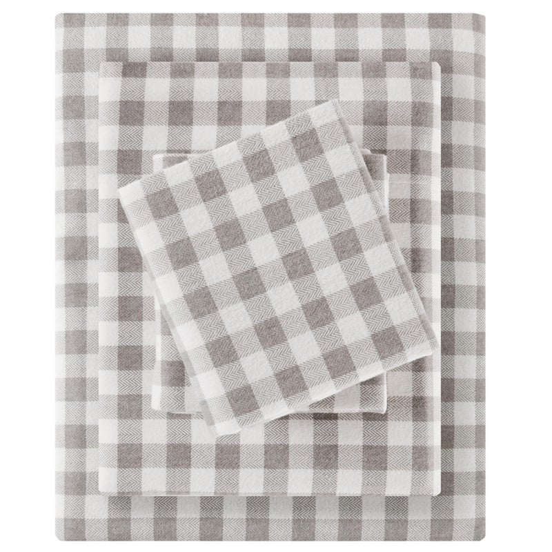 Sleep Philosophy True North 100 Cotton Flannel Sheets Twin Size Cozy Flannel Sheet Set Brushed for Extra Softness Heavyweight Novelty Print Warm Flannel Bedding Set Gray Herringbone Check 3 Piece - Image 2
