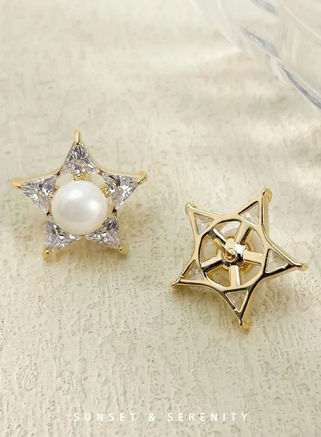 Take Two Faux Pearl Star Stud Earrings