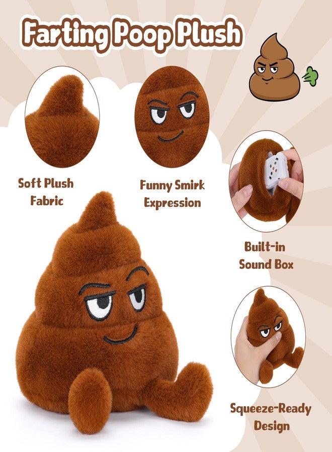 Dalycro Farting Poop Plush Toy – Funny Fart Noise Maker with 30 Sounds, Fake Poop for Kids, Men, Pets & Prank Lovers Gag Gift (Brown) - Image 3