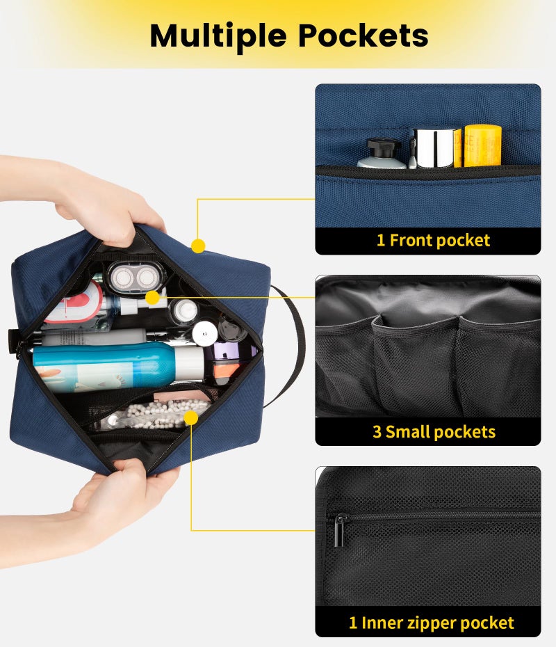 Vorspack Travel Toiletry Bag for Men - Hanging Toiletries Bag Water Resistant Travel Bag for Toiletries Accessories - Navy Blue - Image 3