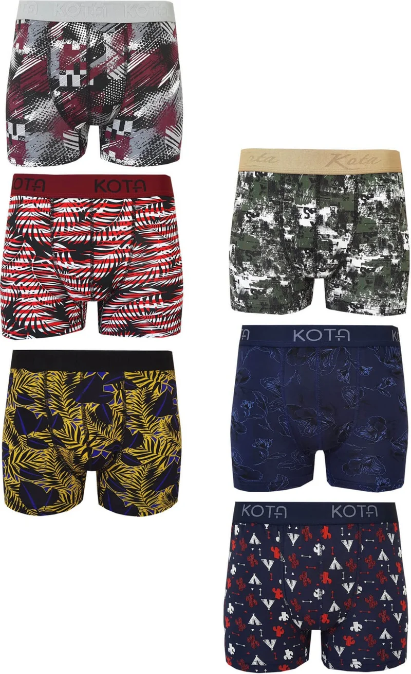 هيبسين راكيب Competing All 6 Men's Patterned Boxer Lycra Cotton Long Johns