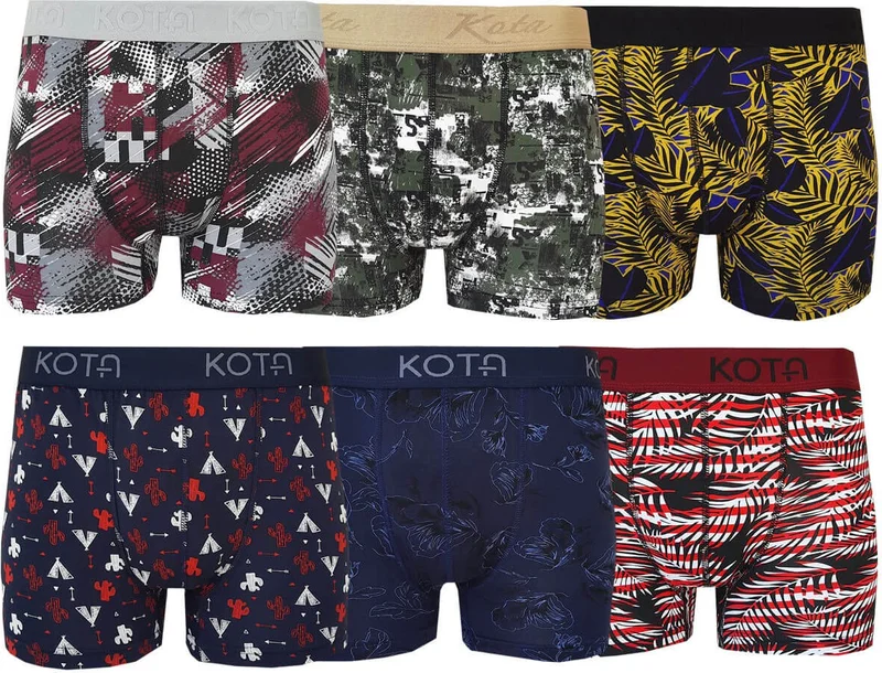 هيبسين راكيب Competing All 6 Men's Patterned Boxer Lycra Cotton Long Johns